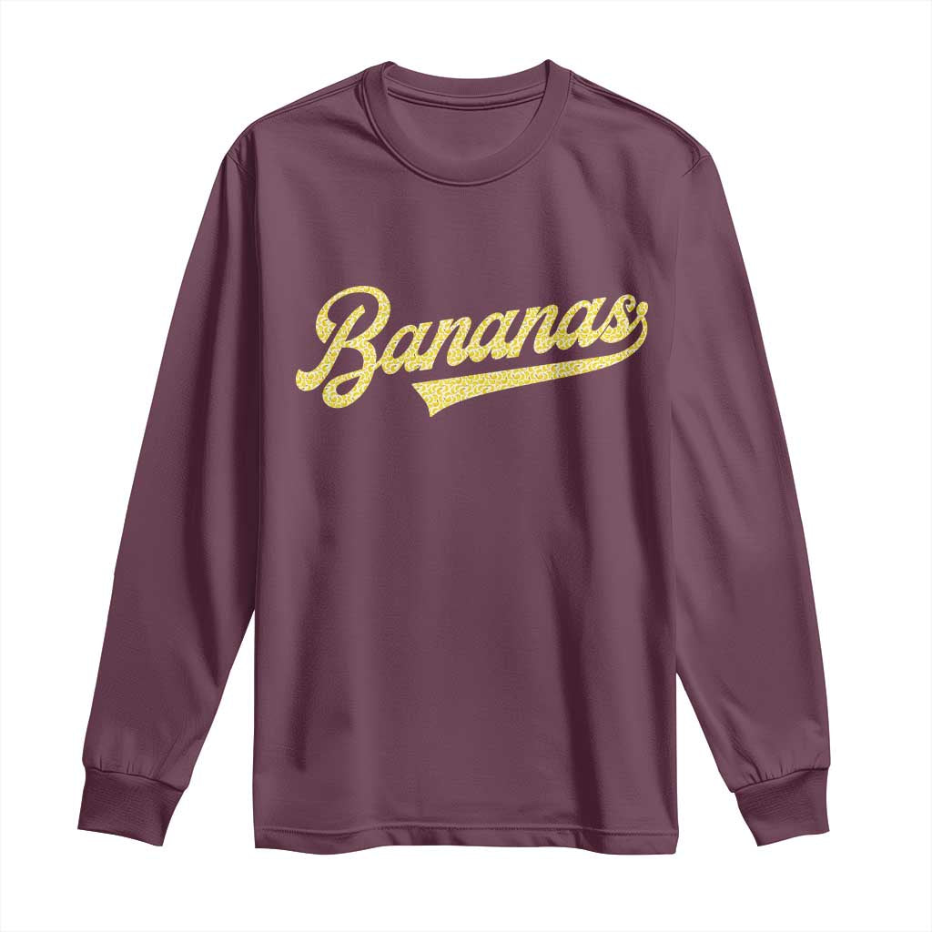 Funny Banana Pattern Typography Long Sleeve Shirt Retro Throwback Fruit Lover