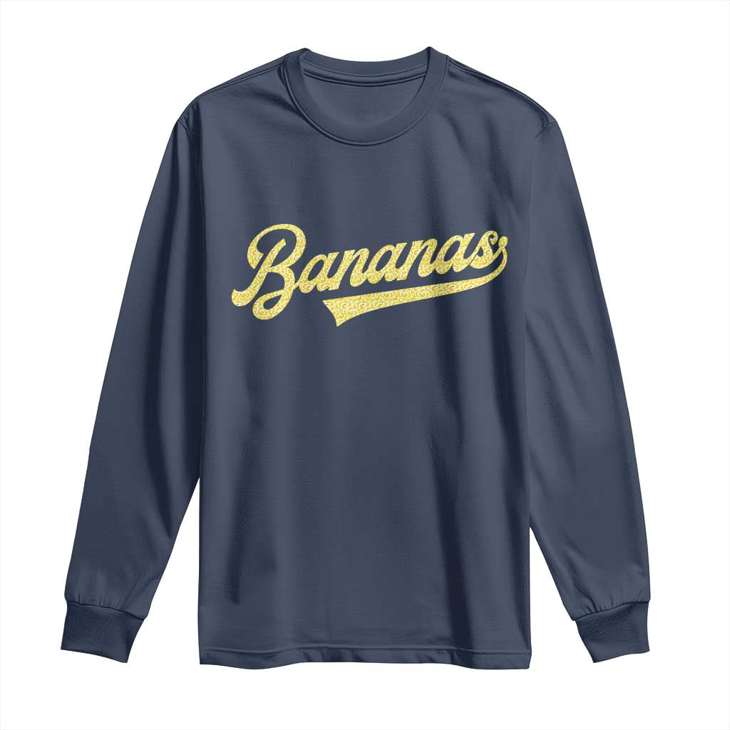 Funny Banana Pattern Typography Long Sleeve Shirt Retro Throwback Fruit Lover