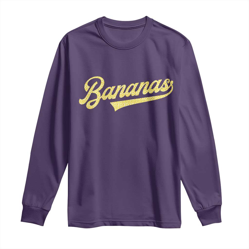 Funny Banana Pattern Typography Long Sleeve Shirt Retro Throwback Fruit Lover