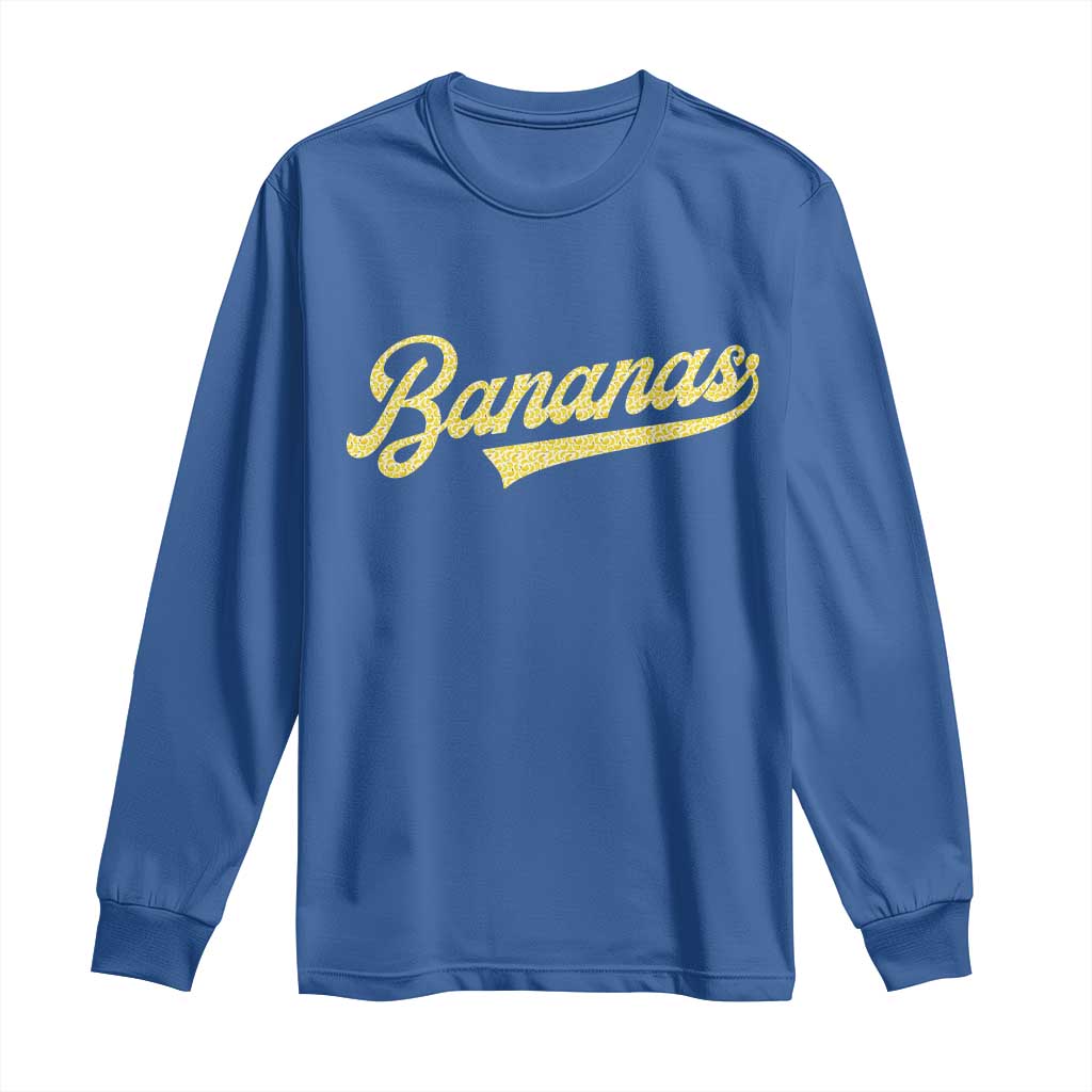 Funny Banana Pattern Typography Long Sleeve Shirt Retro Throwback Fruit Lover