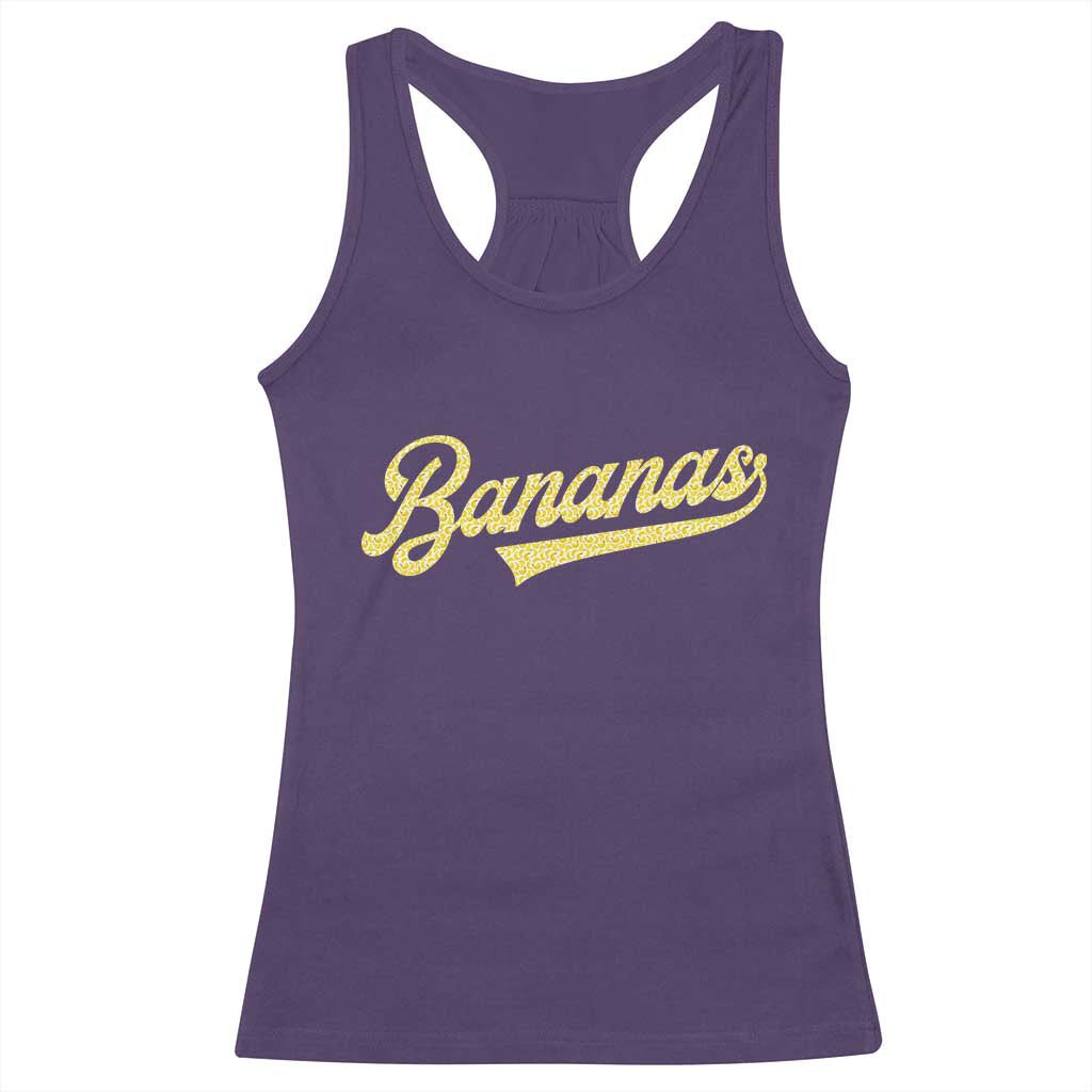 Funny Banana Pattern Typography Racerback Tank Top Retro Throwback Fruit Lover
