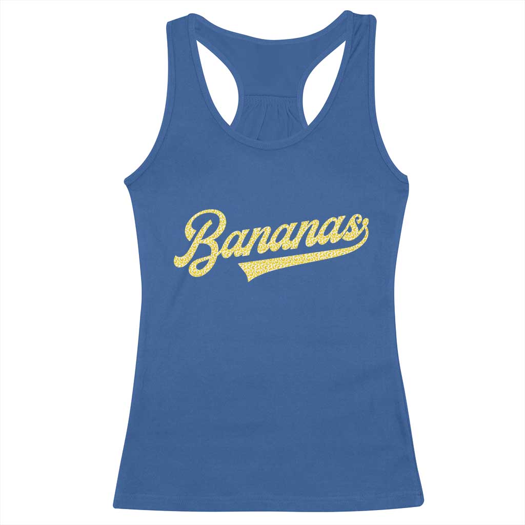Funny Banana Pattern Typography Racerback Tank Top Retro Throwback Fruit Lover