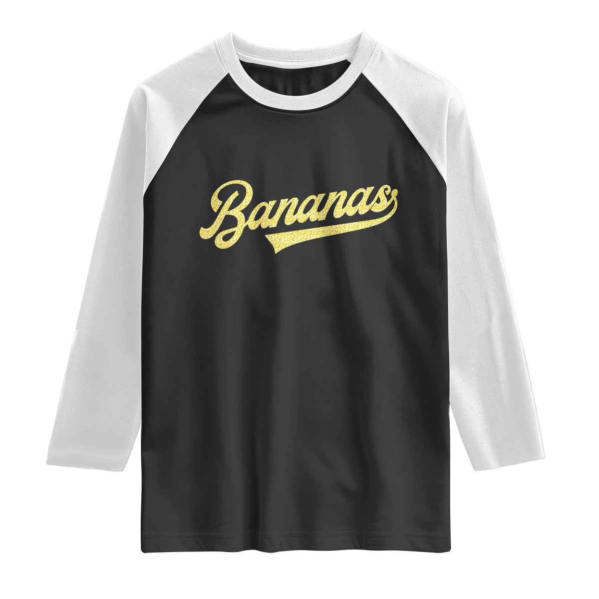 Funny Banana Pattern Typography Raglan Shirt Retro Throwback Fruit Lover