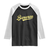 Funny Banana Pattern Typography Raglan Shirt Retro Throwback Fruit Lover
