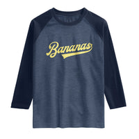 Funny Banana Pattern Typography Raglan Shirt Retro Throwback Fruit Lover