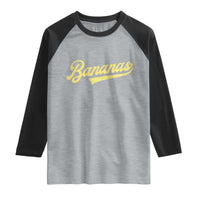 Funny Banana Pattern Typography Raglan Shirt Retro Throwback Fruit Lover