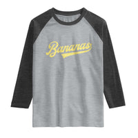 Funny Banana Pattern Typography Raglan Shirt Retro Throwback Fruit Lover