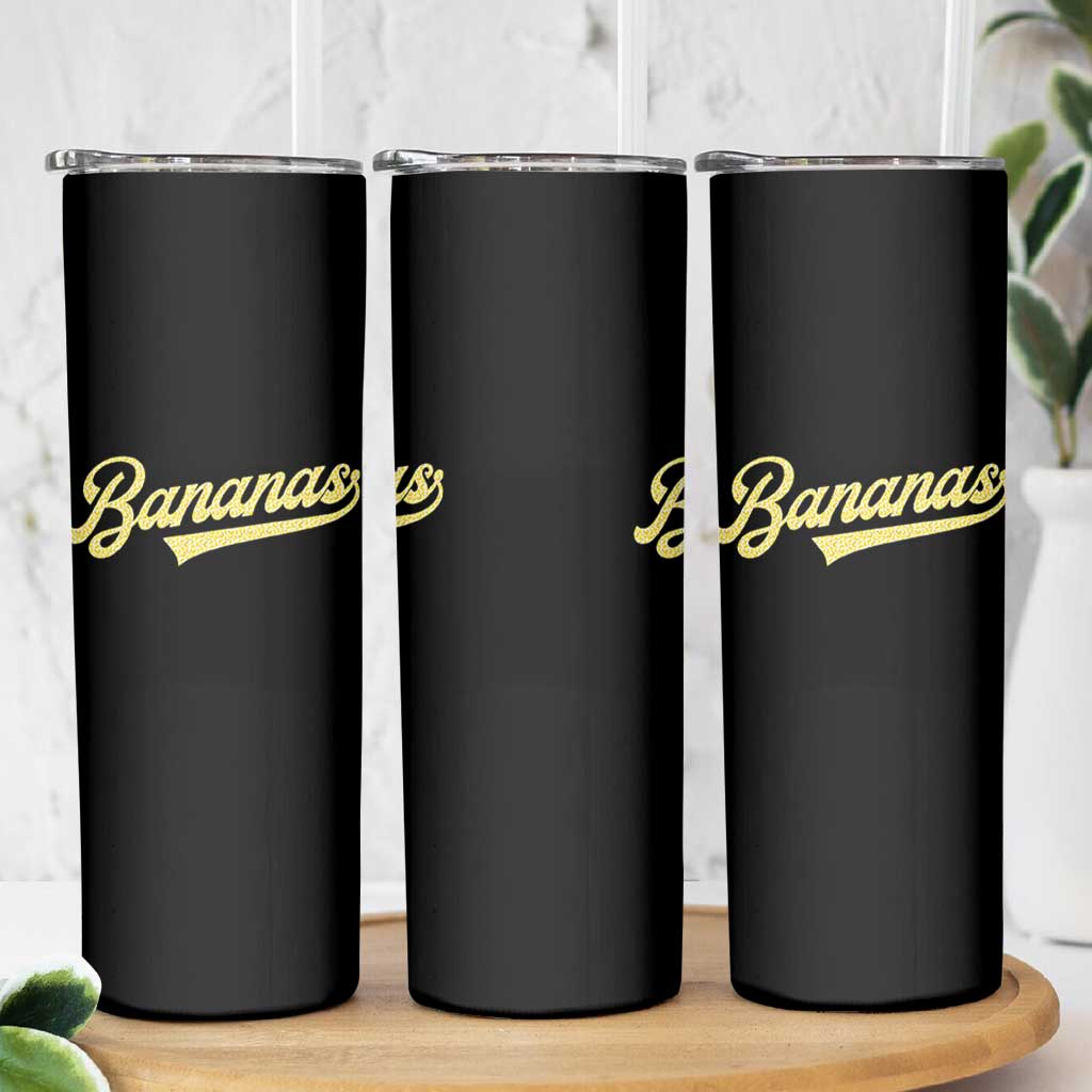 Funny Banana Pattern Typography Skinny Tumbler Retro Throwback Fruit Lover