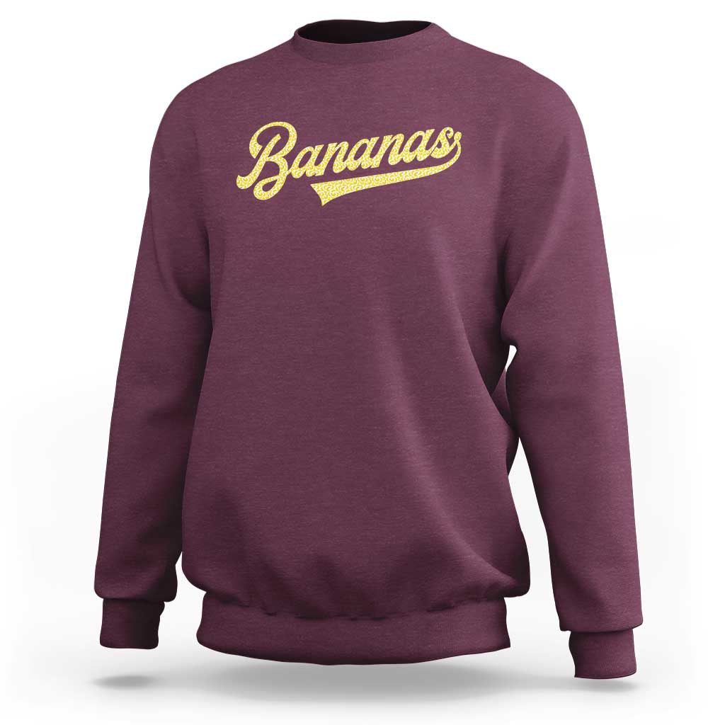 Funny Banana Pattern Typography Sweatshirt Retro Throwback Fruit Lover