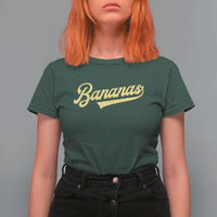 Funny Banana Pattern Typography T Shirt For Women Retro Throwback Fruit Lover