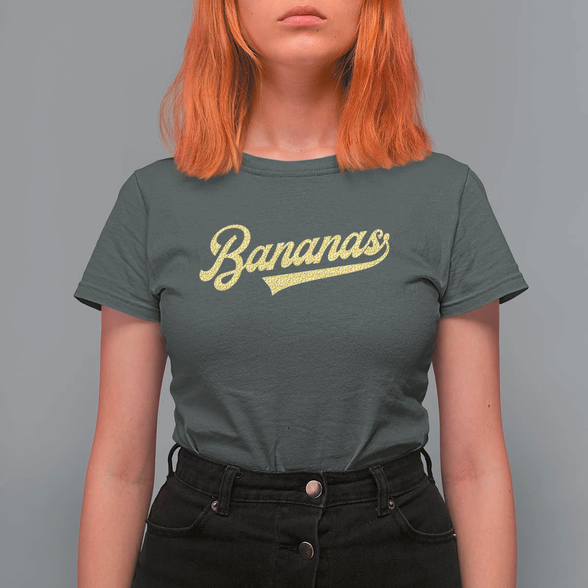 Funny Banana Pattern Typography T Shirt For Women Retro Throwback Fruit Lover
