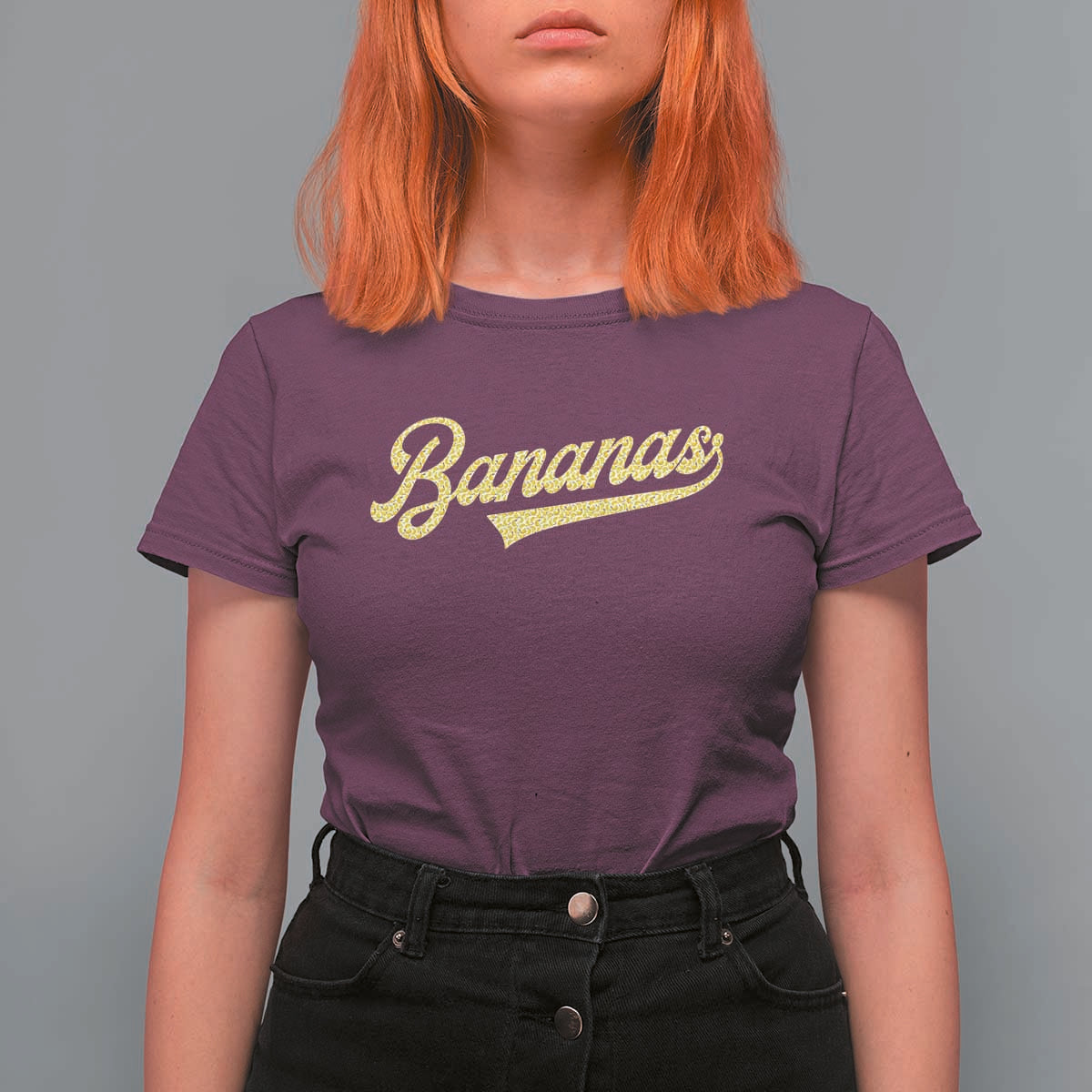 Funny Banana Pattern Typography T Shirt For Women Retro Throwback Fruit Lover