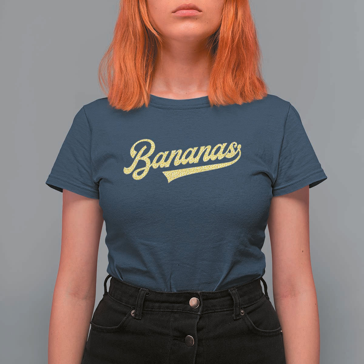Funny Banana Pattern Typography T Shirt For Women Retro Throwback Fruit Lover