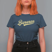 Funny Banana Pattern Typography T Shirt For Women Retro Throwback Fruit Lover