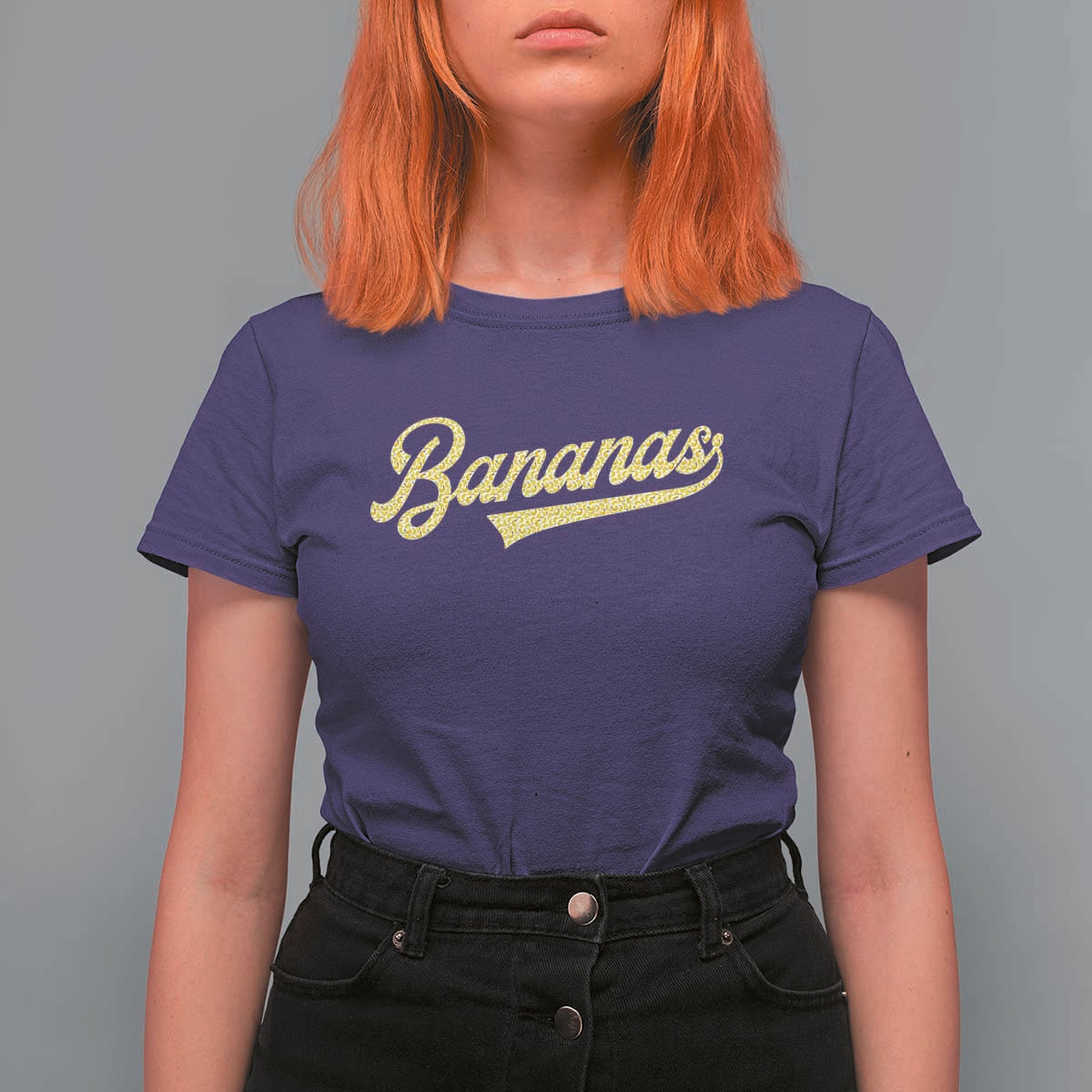 Funny Banana Pattern Typography T Shirt For Women Retro Throwback Fruit Lover