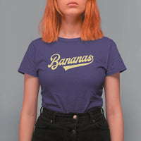 Funny Banana Pattern Typography T Shirt For Women Retro Throwback Fruit Lover
