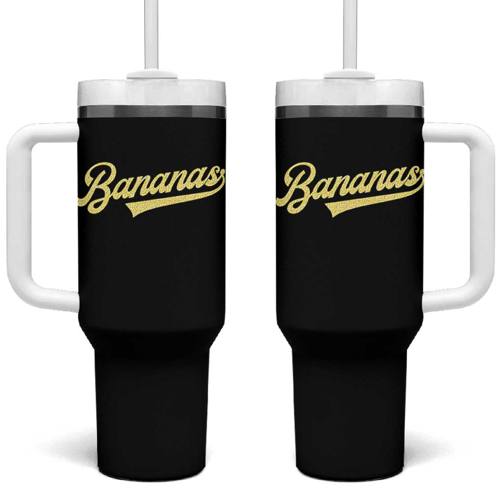 Funny Banana Pattern Typography Tumbler With Handle Retro Throwback Fruit Lover