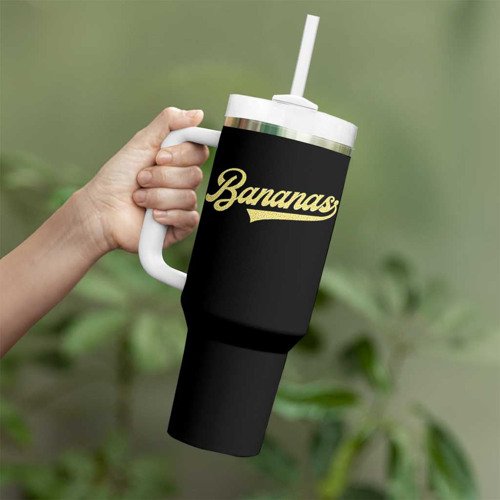 Funny Banana Pattern Typography Tumbler With Handle Retro Throwback Fruit Lover