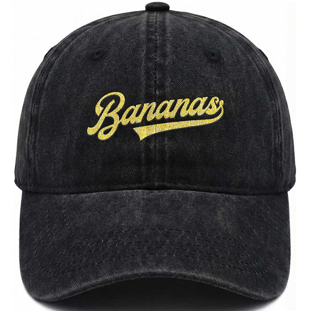 Funny Banana Pattern Typography Washed Cotton Baseball Cap Retro Throwback Fruit Lover