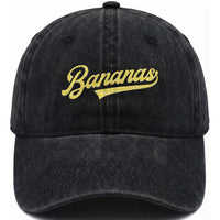 Funny Banana Pattern Typography Washed Cotton Baseball Cap Retro Throwback Fruit Lover