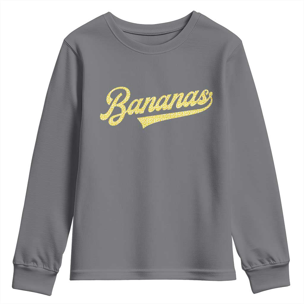 Funny Banana Pattern Typography Youth Sweatshirt Retro Throwback Fruit Lover