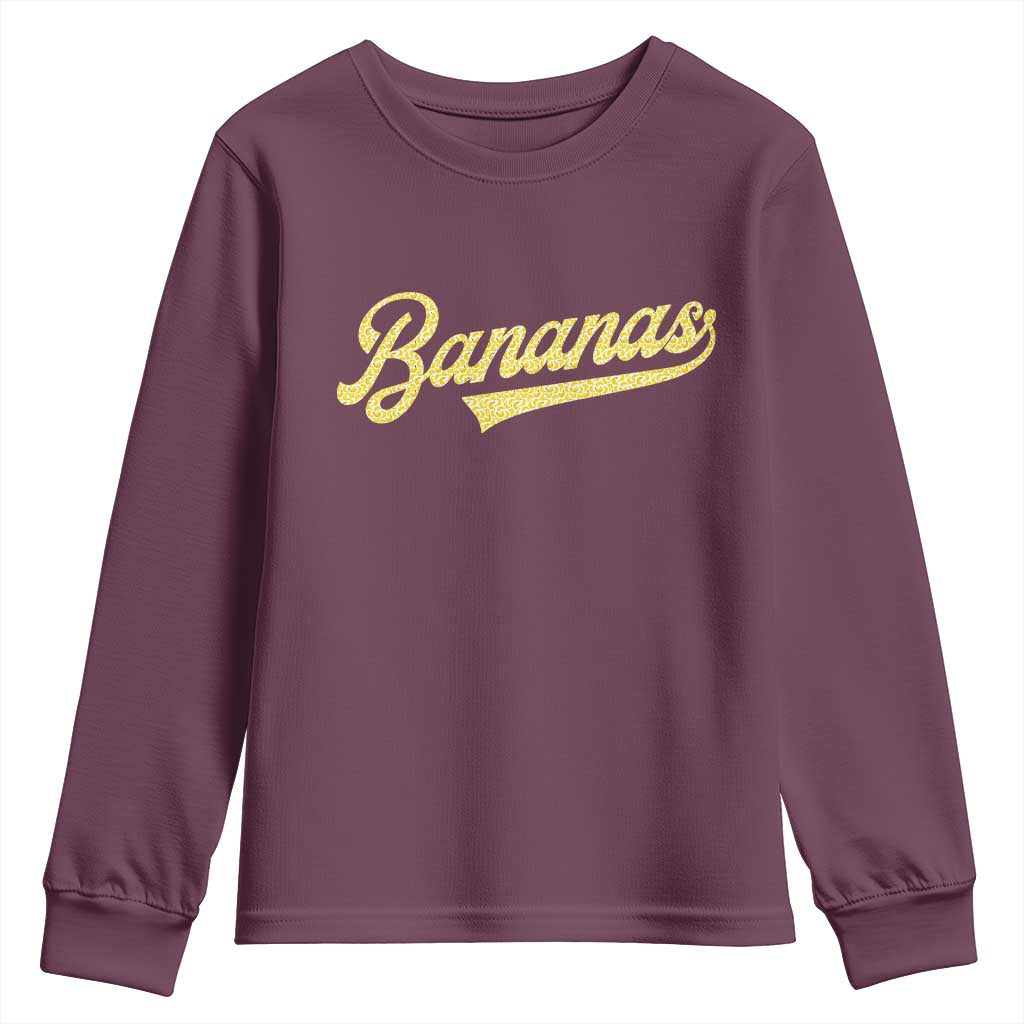 Funny Banana Pattern Typography Youth Sweatshirt Retro Throwback Fruit Lover