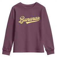 Funny Banana Pattern Typography Youth Sweatshirt Retro Throwback Fruit Lover