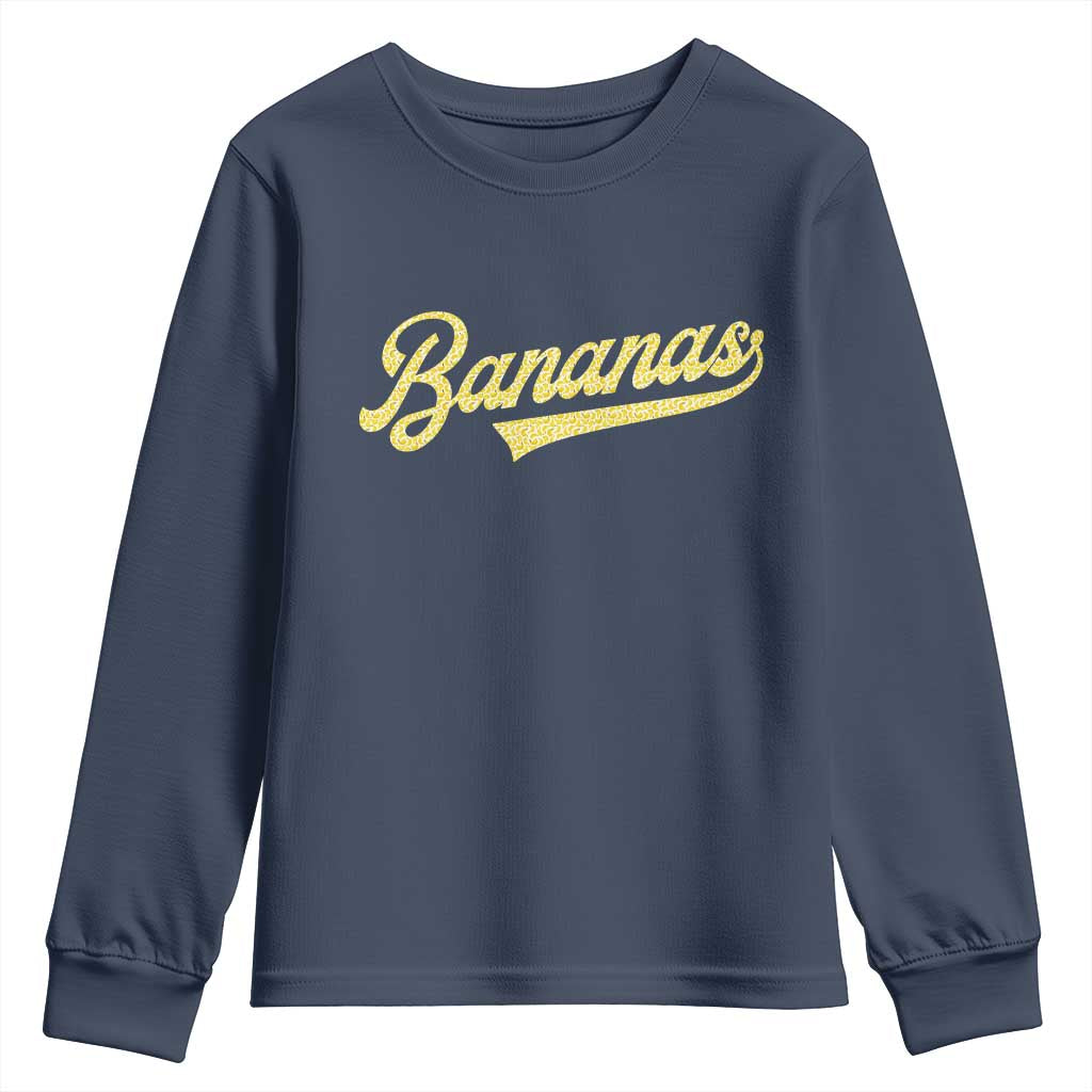 Funny Banana Pattern Typography Youth Sweatshirt Retro Throwback Fruit Lover