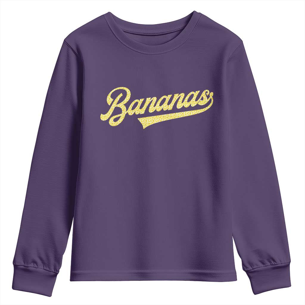 Funny Banana Pattern Typography Youth Sweatshirt Retro Throwback Fruit Lover
