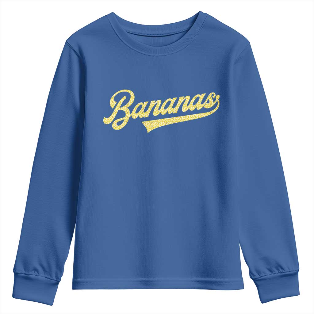 Funny Banana Pattern Typography Youth Sweatshirt Retro Throwback Fruit Lover