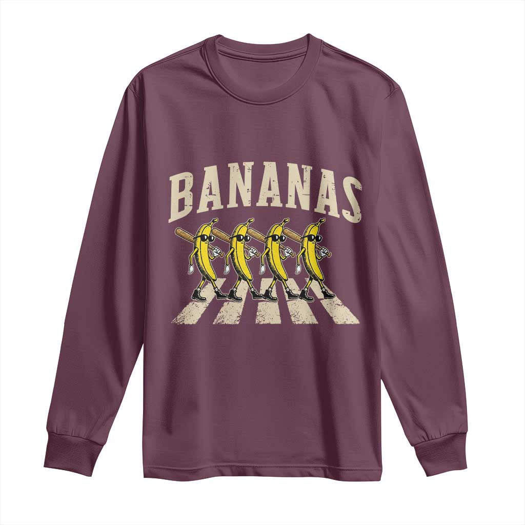 Retro Bananas Parody Long Sleeve Shirt Funny Baseball Player Gift