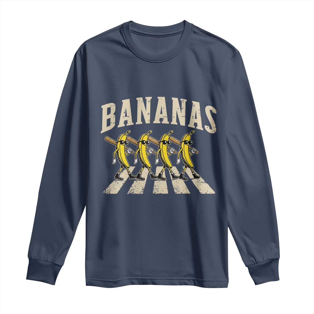 Retro Bananas Parody Long Sleeve Shirt Funny Baseball Player Gift