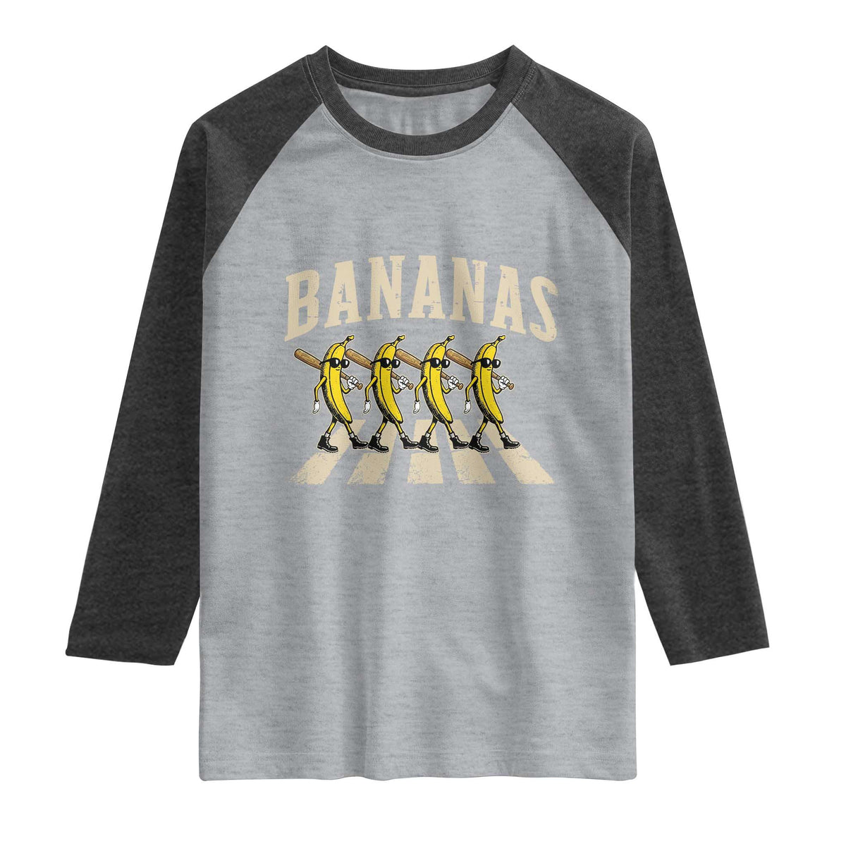 Retro Bananas Parody Raglan Shirt Funny Baseball Player Gift