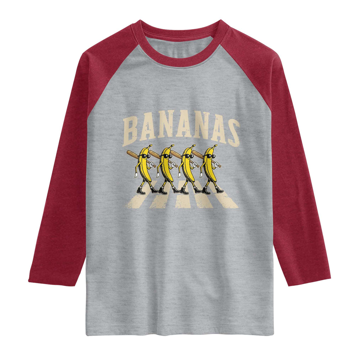 Retro Bananas Parody Raglan Shirt Funny Baseball Player Gift