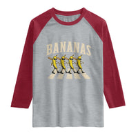 Retro Bananas Parody Raglan Shirt Funny Baseball Player Gift