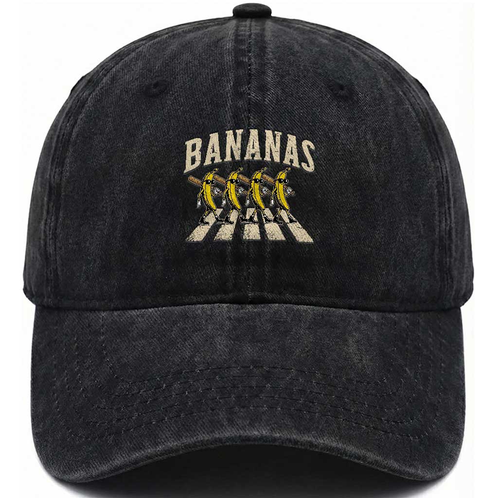 Retro Bananas Parody Washed Cotton Baseball Cap Funny Baseball Player Gift