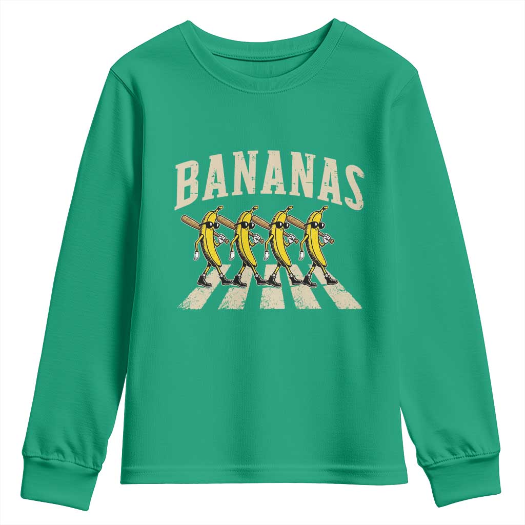 Retro Bananas Parody Youth Sweatshirt Funny Baseball Player Gift