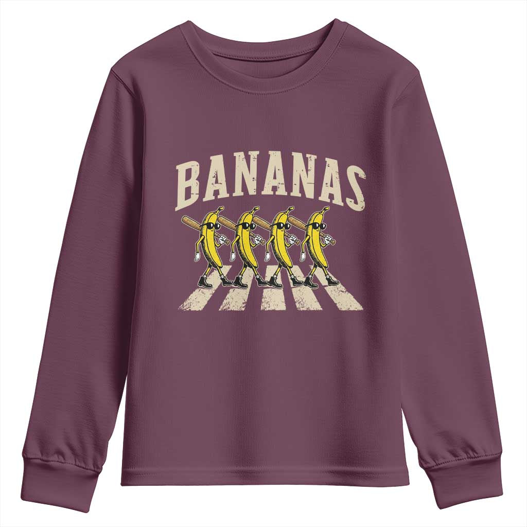 Retro Bananas Parody Youth Sweatshirt Funny Baseball Player Gift