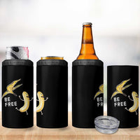 Funny Banana Striptease Be Free Graphic 4 in 1 Can Cooler Tumbler
