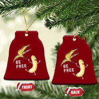 Funny Banana Striptease Be Free Graphic Ceramic Ornament