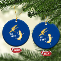 Funny Banana Striptease Be Free Graphic Ceramic Ornament