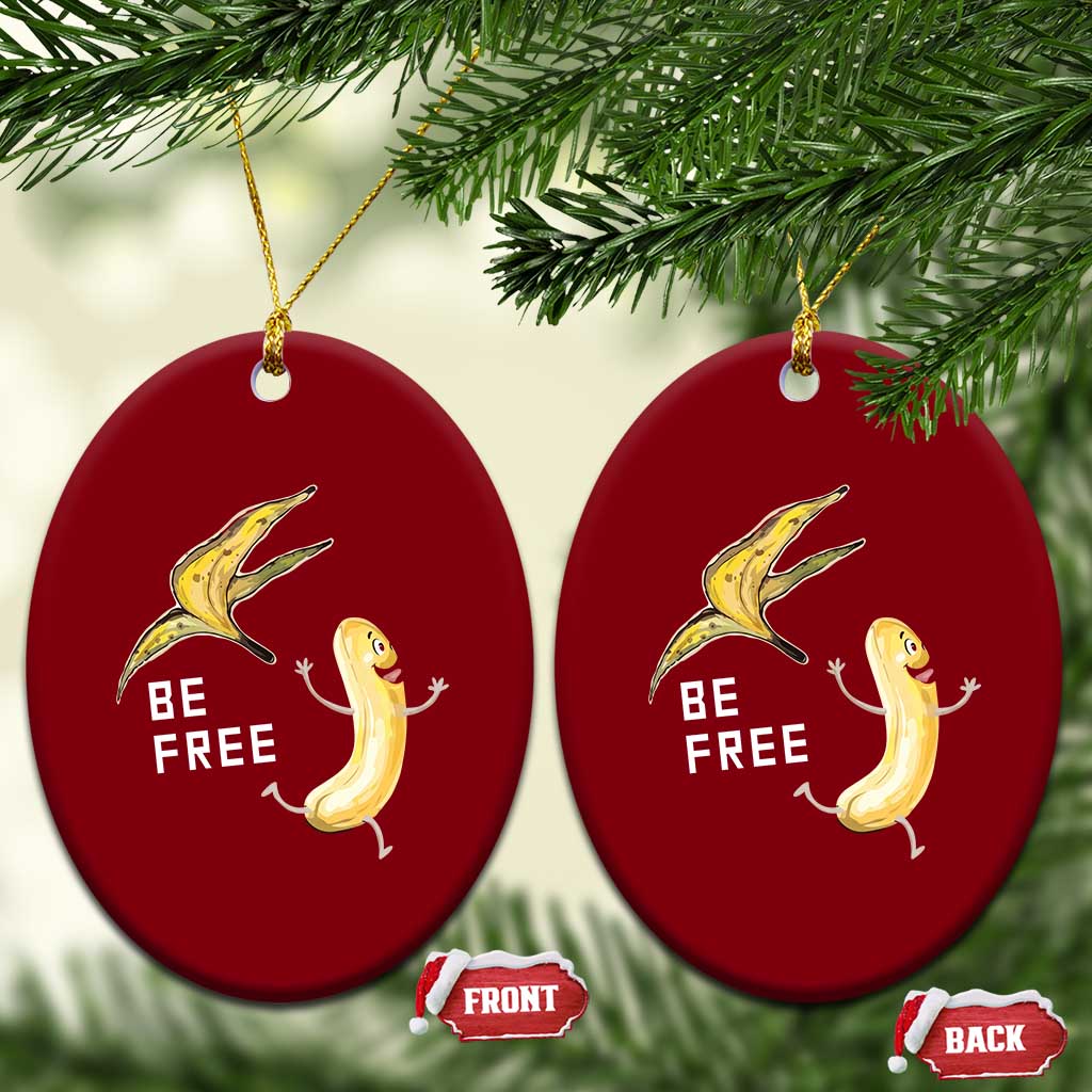 Funny Banana Striptease Be Free Graphic Ceramic Ornament
