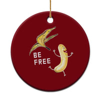 Funny Banana Striptease Be Free Graphic Ceramic Ornament