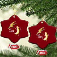 Funny Banana Striptease Be Free Graphic Ceramic Ornament