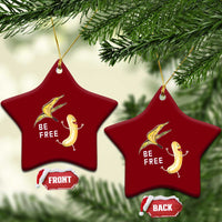 Funny Banana Striptease Be Free Graphic Ceramic Ornament