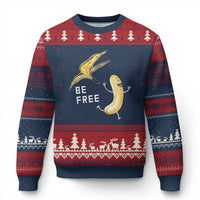 Funny Banana Striptease Be Free Graphic Ugly Christmas Sweater