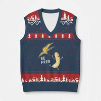 Funny Banana Striptease Be Free Graphic V-Neck Knit Sweater Vest
