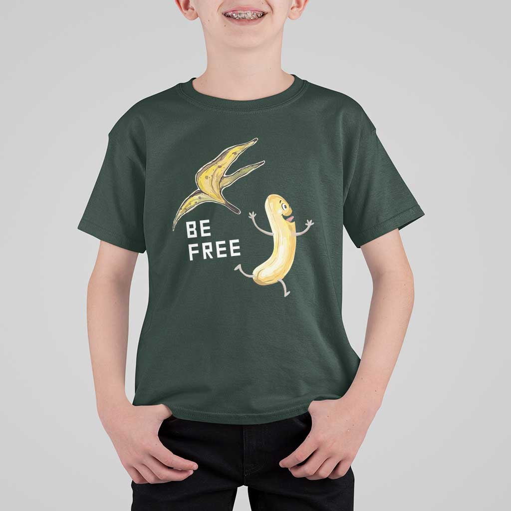 Funny Banana Striptease Be Free Graphic T Shirt For Kid