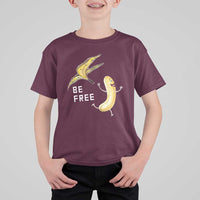Funny Banana Striptease Be Free Graphic T Shirt For Kid