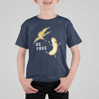 Funny Banana Striptease Be Free Graphic T Shirt For Kid